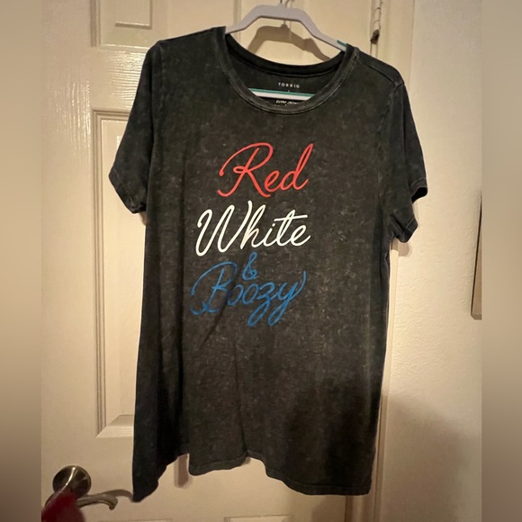 This TORRID Triblend Jersey Black Wash Red White Boozy Tee - Picture 3 of 7
